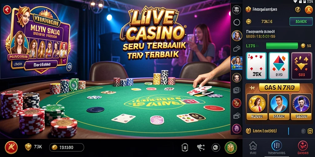 Gameplay seru Live Casino di aplikasi 73K yang menegangkan.