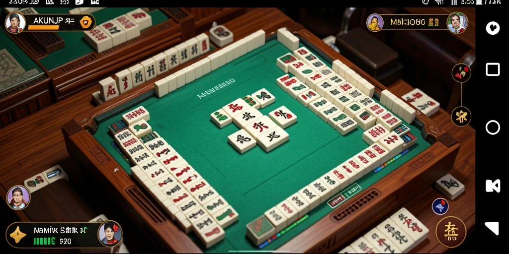 Tampilan screenshot AKUNJP dengan gameplay Mahjong yang menarik.
