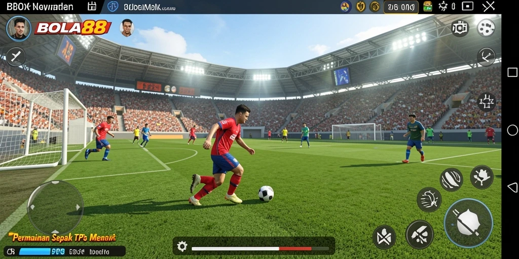 Tampilan gameplay seru dari BOLA88 menampilkan pertarungan di lapangan.